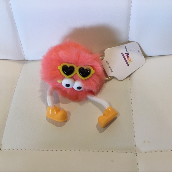 3/$18 Furry Keychain w/Legs, Sunglasses - all 3 fo $18 - Pink, Peach & Yellow - Picture 2 of 4